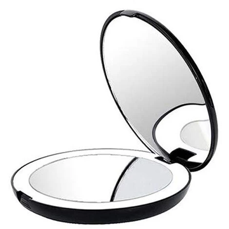 Pliable Portable Avec De Maquillage LéGer à LED, Loupe 10X, Mini De 12 Perles De Lampe Noir 3 Pliable Portable Avec De Maquillage LéGer à LED, Loupe 10X, Mini De 12 Perles De Lampe Noir