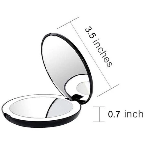 Pliable Portable Avec De Maquillage LéGer à LED, Loupe 10X, Mini De 12 Perles De Lampe Noir 4 Pliable Portable Avec De Maquillage LéGer à LED, Loupe 10X, Mini De 12 Perles De Lampe Noir – Image 2