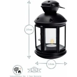 Lanterne Avec Photophore à Suspendre - Métal - Look Vintage - Pour Intérieur & Extérieur - Noir - 20 Cm -ATMOSPHERA || VIDAXL || Safavieh Soldes 95518007 3