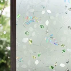 Film Pour Fenêtre Verre Intimité 3D Décoratif Fenêtres Couvrant Film Opaque Non Adhésif Statique Amovible Anti-UV Pour Bureau à Domicile Location Appartement Salle De Bains Chambre Protection De La Vi