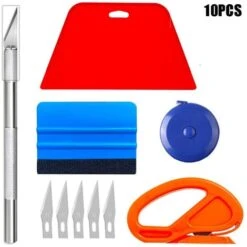 Kit Covering,Outils De Film Pour Papier Peint,Fenêtre Voiture,Carrelage Vinyle,Raclette Pour Pose Adhesif,avec Squeegee Au Silicone,Couteau Universel Et Des Lames