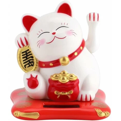 Chat Porte Bonheur Bonne Chance Avec Bras Mobile à L'Energie Solaire Décoration Pour Voiture Maison Bureau(blanc) 3 Chat Porte Bonheur Bonne Chance Avec Bras Mobile à L'Energie Solaire Décoration Pour Voiture Maison Bureau(blanc)