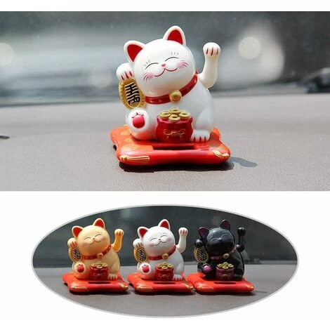 Chat Porte Bonheur Bonne Chance Avec Bras Mobile à L'Energie Solaire Décoration Pour Voiture Maison Bureau(blanc) 5 Chat Porte Bonheur Bonne Chance Avec Bras Mobile à L'Energie Solaire Décoration Pour Voiture Maison Bureau(blanc) – Image 3