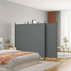 VIDAXL Cloison De Séparation 3 Panneaux,Anthracite,525x180 Cm Tissu Et Fer,Pliable
