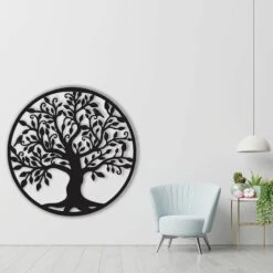 Arbre De Vie En Métal Décoration Murale Silhouette Art Pour Cadeau Intérieur Cadeau Extérieur Jardin Maison Décoration, Betterlife(Noir, 28x28cm) -ATMOSPHERA || VIDAXL || Safavieh Soldes 96331035 3