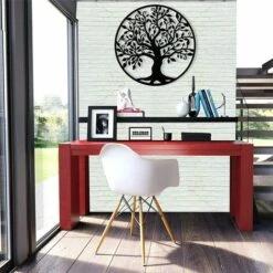 Arbre De Vie En Métal Décoration Murale Silhouette Art Pour Cadeau Intérieur Cadeau Extérieur Jardin Maison Décoration, Betterlife(Noir, 28x28cm) -ATMOSPHERA || VIDAXL || Safavieh Soldes 96331035 4