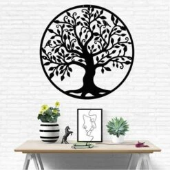 Arbre De Vie En Métal Décoration Murale Silhouette Art Pour Cadeau Intérieur Cadeau Extérieur Jardin Maison Décoration, Betterlife(Noir, 28x28cm) -ATMOSPHERA || VIDAXL || Safavieh Soldes 96331035 5
