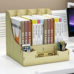 Organiseur De Bureau　Porte Revue Bois, Porte Magazine / Documents Rangement Bureau - HC04 Bois De Cerisier -ATMOSPHERA || VIDAXL || Safavieh Soldes 96337304 5