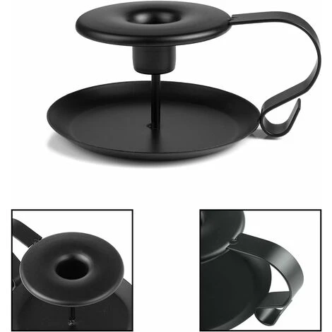 Bougeoir 2 Pièces Bougeoirs Détenteur, Bougeoir Long Avec Poignée Et Plateau, Pour Saint Valentin De Noël Halloween Mariage Cérémonie Anniversaire, Noir 4 Bougeoir 2 Pièces Bougeoirs Détenteur, Bougeoir Long Avec Poignée Et Plateau, Pour Saint Valentin De Noël Halloween Mariage Cérémonie Anniversaire, Noir – Image 2