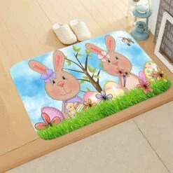 Paillasson　Paillasson De Pâques De Lapin Tapis D'Entrée De Lapin Tapis De Bienvenue Antidérapants Tapis De Salle De Bains Décoratif Pour Maison Cuisine(40 X 60cm)——C -ATMOSPHERA || VIDAXL || Safavieh Soldes 96338636 2