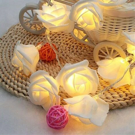 Décoration Lumineuse LED Blume Lichterketten Batteriebetrieben Für Hochzeit Home Party Geburtstag Festival Indoor Outdoor Dekorationen Große Rose Blume Durchmesser 6 Cm (3M 20 LED, Blanc) 7 Décoration Lumineuse LED Blume Lichterketten Batteriebetrieben Für Hochzeit Home Party Geburtstag Festival Indoor Outdoor Dekorationen Große Rose Blume Durchmesser 6 Cm (3M 20 LED, Blanc) – Image 5