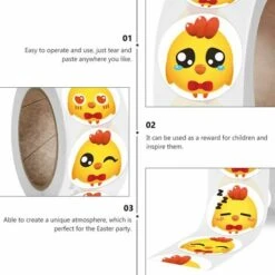 Sticker Mural　500 Pièces De Pâques Autocollant Roll Poussin Étiquettes D'emballage Autocollants Rond Adhésif D'étanchéité Cadeau Stickers Pour Bricolage Craft Party Faveurs Sac Stuffer Stickers -ATMOSPHERA || VIDAXL || Safavieh Soldes 96339270 4