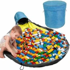 Boite De Stockage Sac De Rangement Pour Enfants Avec Bote De Rangement Pour Jouets à Cordon Avec Poignée De Couvercle, Tapis De Jeu Pour Bébé Sac De Rangement Pour Jouets Pour Enfants Pour Chambres D'