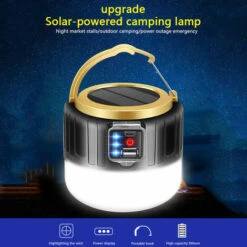 Lampe Camping Rechargeable, Lampe LED Rechargeable Solaire, Lampe Sans Fil Rechargeable,IPX6 Étanche, 3 Vitesses （noir） -ATMOSPHERA || VIDAXL || Safavieh Soldes 96637931 4