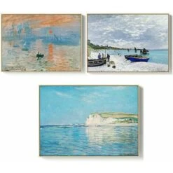 Impressions De Peinture Sur Toile, Peinture D'art De Mur De Lever De Soleil D'impression, 3X Paysage Moderne Giclée Art Photo Ensemble De Trois Pièces
