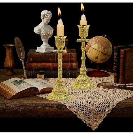 2 Pièces Ensemble De Bougeoirs De Table Bougeoirs Vintage Bougeoirs Décoratifs Bougeoirs En Métal Ensemble Pour La Décoration De La Maison De Mariage (Or) 6 2 Pièces Ensemble De Bougeoirs De Table Bougeoirs Vintage Bougeoirs Décoratifs Bougeoirs En Métal Ensemble Pour La Décoration De La Maison De Mariage (Or) – Image 4