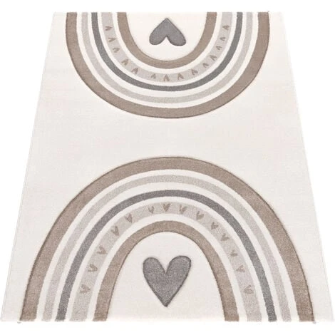 Paco Home Tapis Enfant Tapis Chambre Enfant Fille Garcon Arc-en-ciel Pois Coeur 3D 80x150 Cm, Beige 7 Paco Home Tapis Enfant Tapis Chambre Enfant Fille Garcon Arc-en-ciel Pois Coeur 3D 80x150 Cm, Beige – Image 5