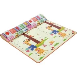 Tapis De Jeu En Coton Pour Bébé Tapis De Jeu Pour Bébé Tapis Rampant Pour Sol Tapis De Bébé Grand Super Doux Extra épais (0,5 Cm), Surface En Peluche Pliable Antidérapant Non Toxique, Style 1