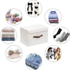 Boîte De Rangement, Paniers De Rangement Pliables Avec Couvercles Et Poignées, Boîte Range Pour Vêtement, Jouets, Magazine Pour , Chambre à Coucher (38 X 25 X 25 Cm-1 Pièces,Blanche) -ATMOSPHERA || VIDAXL || Safavieh Soldes 97500796 3