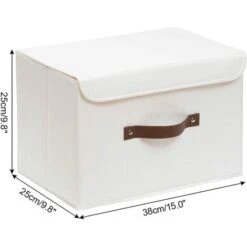 Boîte De Rangement, Paniers De Rangement Pliables Avec Couvercles Et Poignées, Boîte Range Pour Vêtement, Jouets, Magazine Pour , Chambre à Coucher (38 X 25 X 25 Cm-1 Pièces,Blanche) -ATMOSPHERA || VIDAXL || Safavieh Soldes 97500796 5