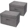 Lot De 2 Boites De Rangement Lavable, Rangement De Vetement Pliable, Caisse De Rangement En Tissu Avec Couvercles Et Poignées Pour Maison, Bureau, Placard, Chambre à Coucher 382525cm (Gris) -ATMOSPHERA || VIDAXL || Safavieh Soldes 97501625 1