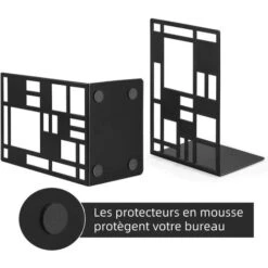 Serre Livre, Serre Livres Noir, Cale Livre En Métal, Serre-Livres, Innovant Presse Livre(2 Paire)- Bloc Livre Pour Enfants, Bureaux, Écoles, Salons, Librairie Et Bibliothèque -ATMOSPHERA || VIDAXL || Safavieh Soldes 97501887 5