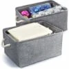 Paniers De Rangement Pliable En Tissu De Lin Coton Avec Poignées Tissées, Boîte De Rangement Pour Bureau Maison Jouets Organisateur 2 Pièces (Gris, M: 36x26x16cm) -ATMOSPHERA || VIDAXL || Safavieh Soldes 97517365 1
