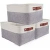 Lot De 3 Paniers De Rangement, Boîte De Rangement Pliable Avec Poignée, Caisse De Rangement En Tissu Pour Vêtements, Livres, Jouets, Maison (Gris/Blanc, Small) -ATMOSPHERA || VIDAXL || Safavieh Soldes 97518137 1