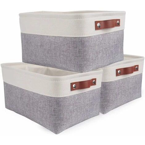 Lot De 3 Paniers De Rangement, Boîte De Rangement Pliable Avec Poignée, Caisse De Rangement En Tissu Pour Vêtements, Livres, Jouets, Maison (Gris/Blanc, Small) 3 Lot De 3 Paniers De Rangement, Boîte De Rangement Pliable Avec Poignée, Caisse De Rangement En Tissu Pour Vêtements, Livres, Jouets, Maison (Gris/Blanc, Small)
