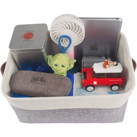 Lot De 3 Paniers De Rangement, Boîte De Rangement Pliable Avec Poignée, Caisse De Rangement En Tissu Pour Vêtements, Livres, Jouets, Maison (Gris/Blanc, Small) 4 Lot De 3 Paniers De Rangement, Boîte De Rangement Pliable Avec Poignée, Caisse De Rangement En Tissu Pour Vêtements, Livres, Jouets, Maison (Gris/Blanc, Small) – Image 2