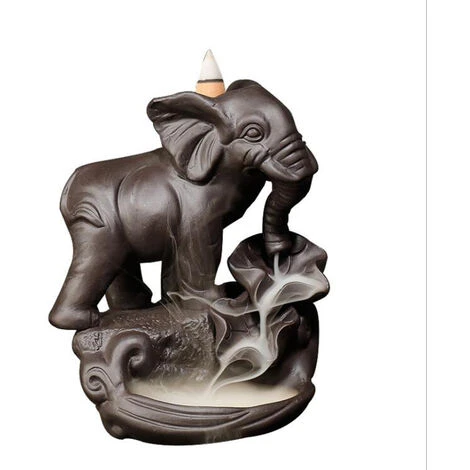 Porte-encens En Céramique D'éléphant De Brûleur D'encens De Reflux Fait à La Main 5 Porte-encens En Céramique D'éléphant De Brûleur D'encens De Reflux Fait à La Main – Image 3