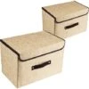 Lot De 2 Boîtes De Rangement Avec Couvercle Et Poignée, Boîte De Rangement Pliable En Forme De Cube, Boîte De Rangement Multifonctionnelle -ATMOSPHERA || VIDAXL || Safavieh Soldes 97536377 1