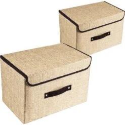 Lot De 2 Boîtes De Rangement Avec Couvercle Et Poignée, Boîte De Rangement Pliable En Forme De Cube, Boîte De Rangement Multifonctionnelle