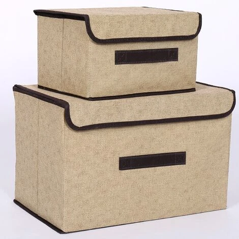 Lot De 2 Boîtes De Rangement Avec Couvercle Et Poignée, Boîte De Rangement Pliable En Forme De Cube, Boîte De Rangement Multifonctionnelle 4 Lot De 2 Boîtes De Rangement Avec Couvercle Et Poignée, Boîte De Rangement Pliable En Forme De Cube, Boîte De Rangement Multifonctionnelle – Image 2