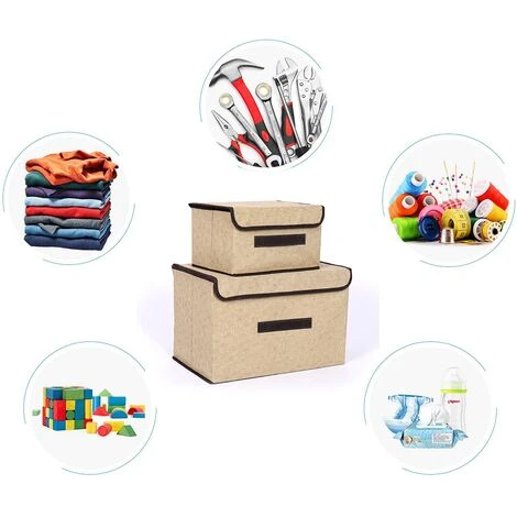 Lot De 2 Boîtes De Rangement Avec Couvercle Et Poignée, Boîte De Rangement Pliable En Forme De Cube, Boîte De Rangement Multifonctionnelle 6 Lot De 2 Boîtes De Rangement Avec Couvercle Et Poignée, Boîte De Rangement Pliable En Forme De Cube, Boîte De Rangement Multifonctionnelle – Image 4