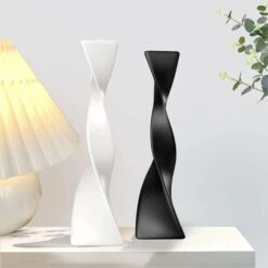 Vase De Sol Haut Vases En Céramique Décor à La Maison Moderne Vase à Fleurs Pour étagère Décor à La Maison Torsadé Grand Vase Noir Créatif -ATMOSPHERA || VIDAXL || Safavieh Soldes 97564971 4