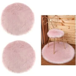 2 Pièces Rond Hiver Fausse Fourrure Peau De Mouton En Peluche Tapis De Siège Coussin Chaise Coussin Coussin De Siège Rose 35 Cm -ATMOSPHERA || VIDAXL || Safavieh Soldes 97631215 3