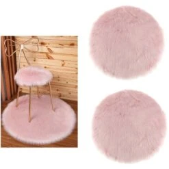 2 Pièces Rond Hiver Fausse Fourrure Peau De Mouton En Peluche Tapis De Siège Coussin Chaise Coussin Coussin De Siège Rose 35 Cm -ATMOSPHERA || VIDAXL || Safavieh Soldes 97631215 4
