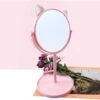 Miroir De Bureau En Forme D'oreilles De Chat Mignon - Miroir De Maquillage Et De Courtoisie Pour Vous Dans La Salle De Bain Ou La Chambre - Rose Joli Miroir De Maquillage Rotatif Avec Décor En Forme