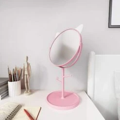Miroir De Bureau En Forme D'oreilles De Chat Mignon - Miroir De Maquillage Et De Courtoisie Pour Vous Dans La Salle De Bain Ou La Chambre - Rose Joli Miroir De Maquillage Rotatif Avec Décor En Forme -ATMOSPHERA || VIDAXL || Safavieh Soldes 97633977 3