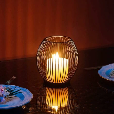 Bougeoir Candélabre En Fil Métallique, Porte-panier Ovale - M 6 Bougeoir Candélabre En Fil Métallique, Porte-panier Ovale - M – Image 4