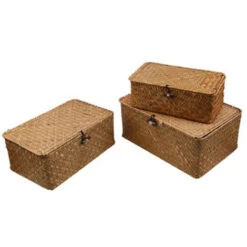 Panier Tissé Panier En Osier Avec Couvercle Jonc De Mer Blanchisserie Rotin Organisateur Bote Pour Salle De Bain Salon Cuisine -ATMOSPHERA || VIDAXL || Safavieh Soldes 97634407 3