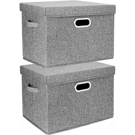 Lot De 2 Grandes Botes De Rangement Avec Couvercle Et Poignée, Botes De Rangement Pliables En Cube Lavables 3 Lot De 2 Grandes Botes De Rangement Avec Couvercle Et Poignée, Botes De Rangement Pliables En Cube Lavables