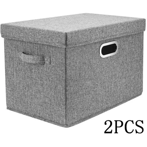 Lot De 2 Grandes Botes De Rangement Avec Couvercle Et Poignée, Botes De Rangement Pliables En Cube Lavables 5 Lot De 2 Grandes Botes De Rangement Avec Couvercle Et Poignée, Botes De Rangement Pliables En Cube Lavables – Image 3