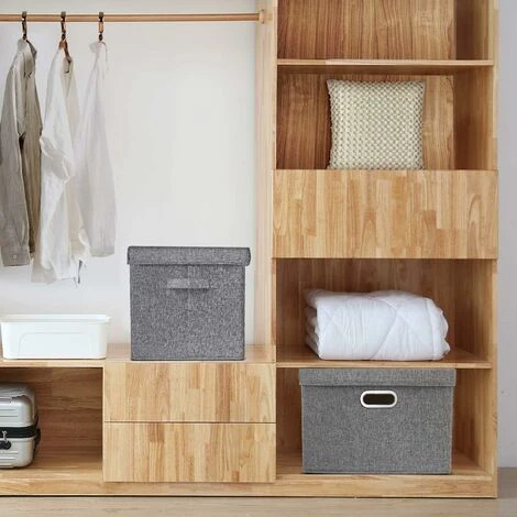 Lot De 2 Grandes Botes De Rangement Avec Couvercle Et Poignée, Botes De Rangement Pliables En Cube Lavables 7 Lot De 2 Grandes Botes De Rangement Avec Couvercle Et Poignée, Botes De Rangement Pliables En Cube Lavables – Image 5