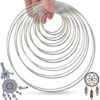 16 Pcs Métal Anneaux Fil Anneaux Dream Catcher Artisanat Floral Hoops Anneaux, Argent, 5/6.5/8/10/12/14/16/19cm Mur Suspendu Mobile Décor Anneau