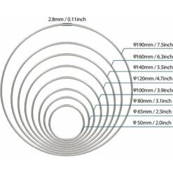 16 Pcs Métal Anneaux Fil Anneaux Dream Catcher Artisanat Floral Hoops Anneaux, Argent, 5/6.5/8/10/12/14/16/19cm Mur Suspendu Mobile Décor Anneau -ATMOSPHERA || VIDAXL || Safavieh Soldes 97641971 5