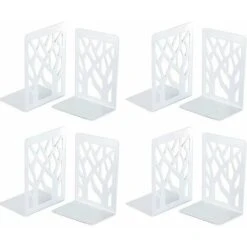 Serre Livre Serre Livre, Cale Livre En Métal, Serre Livres Blanc, Serre-Livres, Innovant Presse Livre(4 Paire)- Bloc Livre Pour Enfants, Bureaux, Écoles, Salons, Librairie Et Bibliothèque