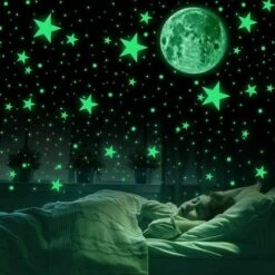 435 Pièces Autocollants Highlights Et Moon Stickers Muraux 30cm Ciel étoilé, étoiles Brillantes Et Autocollants Fluorescents, Autocollants Muraux Lumineux Pour La Chambre Des Enfants