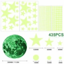435 Pièces Autocollants Highlights Et Moon Stickers Muraux 30cm Ciel étoilé, étoiles Brillantes Et Autocollants Fluorescents, Autocollants Muraux Lumineux Pour La Chambre Des Enfants -ATMOSPHERA || VIDAXL || Safavieh Soldes 97655322 3